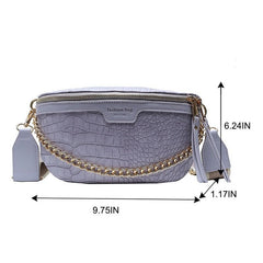 Luxury Women Leather Bag Thick Chain Shoulder Crossbody Chest Bag Female Belt Handbag