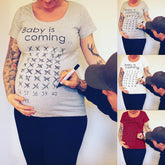 Baby Is Coming Print Women Maternity Clothing Pregnant Short T Shirt Funny Top For Photography Photo Shoot Plus Size - Sheseelady
