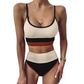 Sports Style Hot Girls' Patchwork Colors High Waist Push Up Swimsuit