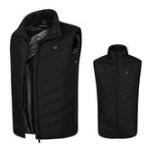 Men's Heated Vest with Stand-up Collar Carbon Fiber 4 Heating Zones 3-Level Temperature Control