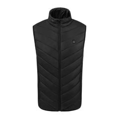 Men's Heated Vest with Stand-up Collar Carbon Fiber 4 Heating Zones 3-Level Temperature Control