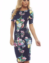 Elegant Floral Print Work Casual Party Dress - Sheseelady