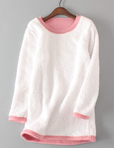Women's Sherpa-Lined Fleece Sweatshirt - Cozy Crewneck Pullover for Lounge & Sport