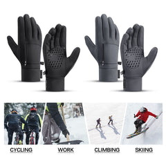 Men's Waterproof Thermal Touchscreen Gloves with Pocket & Anti-Slip Fleece for Winter Sports