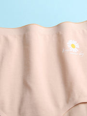 Women's Daisy Print High Waist Seamless Cotton Panties - Breathable & Antibacterial