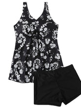 Women's Swimwear Tankini 2 Piece Normal Swimsuit 2 Piece Open Back Printing Floral Leaf Green Black Purple Yellow Rosy Pink Padded V Wire Bathing Suits New Stylish Casual / Vacation / Spa