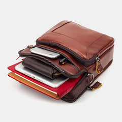 Men's Genuine Leather Multi-pocket Crossbody Sling Bag