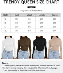 Women's Turtleneck Long Sleeve Shirts Fall Fashion Basic Layering Slim Fit Soft Thermal Underwear Tops