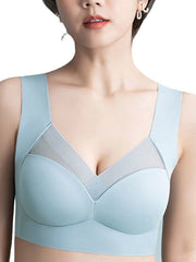 Women's Wireless Bras Fixed Straps Full Coverage V Neck Breathable Pure Color Pull-On Closure Casual Daily Nylon 1PC Pink Bras & Bralettes