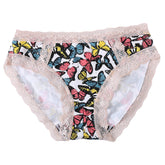 Lace-Trim Sexy Open Crotch Hip-Up Briefs with Print