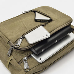 Men's Large Capacity Canvas Crossbody Shoulder Bag - Multi-layer Casual Design