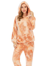 Women's Tie Dye Plush Fleece Hoodie & Pants Pajama Set with Pockets