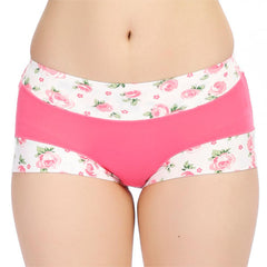Women Sexy Bamboo Fiber Panties Rose Printed Breathable Mid Waist Underwear