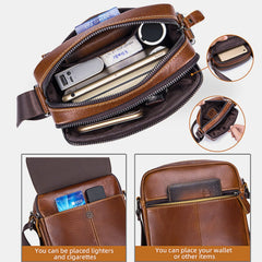 Men First Layer Cowhide Multi-pocket Crossbody Bag Retro Large Capacity Back Anti-theft Pocket Shoulder