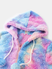 Women's Tie Dye Hooded Jumpsuit with Pockets & Zipper - Sleepwear