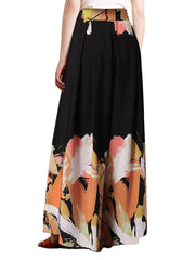 Print Patchwork Bowknot Wide Leg Casual Pants