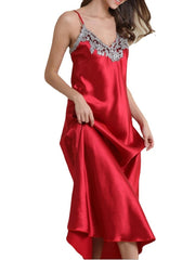 Women's Lace Patchwork ColorBlock Maxi Sheath Dress - Sexy Party Slip Dress