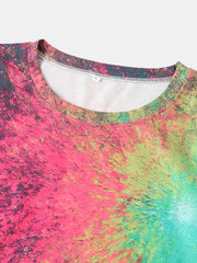 Women Colorful Tie-Dye Print O-Neck Casual Long Sleeve Pullover Sweatshirt