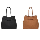 Women Artificial Leather Vintage Large Capacity Tote Bag Soft Magnetic Buckle Brief Handbag