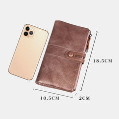 Women Multi-slots 12 Card Slots Zipper Bifold 6.3inch Phone Long Wallet