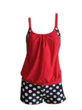 Women's Swimwear Tankini 2 Piece Plus Size Swimsuit 2 Piece Open Back Polka Dot Green Black Blue Red Padded Bathing Suits New Vacation Casual / Modern / Spa / Print
