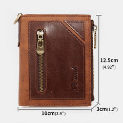 Men Bifold RFID Anti-theft Genuine Leather Wallets Short Large Capacity Multi-card Slot Card Holder Coin Purse Money Clip