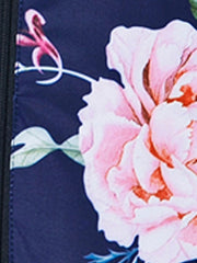 Women's Swimwear Rash Guard Diving Normal Swimsuit UV Protection Zipper Printing Floral Dusty Blue Padded Scoop Neck Bathing Suits New Vacation Fashion / Sexy / Modern / Spa / Padded Bras