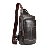 Men Genuine Leather Waxed Cowhide Retro Fashion Business Chest Bag Shoulder