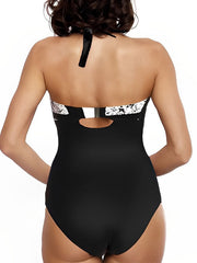 Women's Swimwear One Piece Normal Swimsuit Printing Leopard Floral Black White Yellow Red Dark Gray Bodysuit Bathing Suits Sports Beach Wear Summer