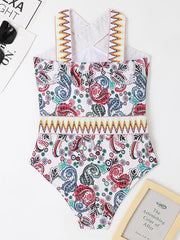 Women's Swimwear One Piece Normal Swimsuit Printing Paisley Beige Bodysuit Bathing Suits Sports Beach Wear Summer