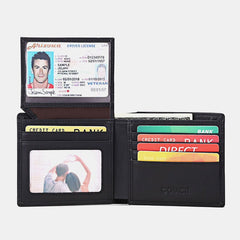 Men Horizontal Bifold RFID Blocking Card Case Retro Short Multi-card Slot Card Holder Coin Purse Money Clip Driver's License Wallet