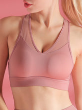 Women Sports Underwear Mesh Patchwork Gather Brathable Shockproof Yoga Bra