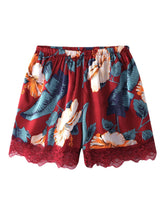 Women's Tropical Print Lace V-Neck Pajama Set