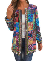 Ethnic Style Vintage Floral Printed Long Sleeve Coats For Women