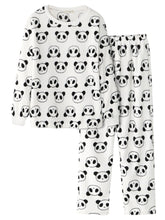 Women's Cartoon Panda Plush Pajama Set - Long Sleeve, Warm, Cozy Homewear