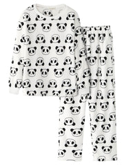 Women's Cartoon Panda Plush Pajama Set - Long Sleeve, Warm, Cozy Homewear