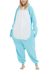 Women's Cute Narwhal Fleece Hooded Jumpsuit - Cozy Animal Onesie Pajamas