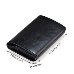 Men Faux Leather Retro Automatic Card Case Metal Holder Wallet