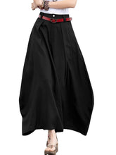 Leisure Solid Button Ruched Zip Pocket Casual Maxi Skirt