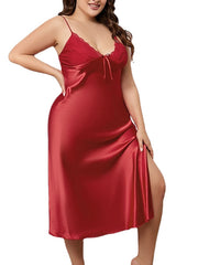 Women's Sexy Maxi Sheath Dress with Split Bow - Solid Color Party Slip Dress