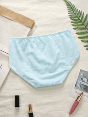 Women's Striped Antibacterial Cotton Mid Waist Panties