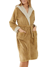 Women's Cute Rabbit Ear Fleece Hooded Robe - Warm, Loose, Lace-Up