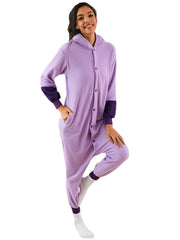 Women Cute Anime Elves Graphics Fleece One Piece Home Hooded Jumpsuit Cozy Homewear