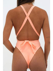 Women's Swimwear One Piece Monokini Bathing Suits Normal Swimsuit Backless Tummy Control Pure Color White Black Pink Padded V Wire Bathing Suits Sexy Vacation Sexy / Modern / New / Padded Bras