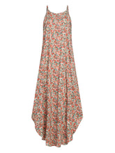 Women Floral Print Sleeveless Sling Split Hem Thin Casual Holiday Maxi Dress
