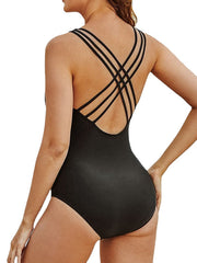 Women's One Piece Swimsuit Tummy Control Open Back Floral Print Black Navy Blue Vacation Fashion