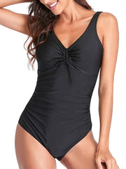 Women's Swimwear One Piece Normal Swimsuit Tummy Control Open Back Printing Tie Dye Pure Color Black White Yellow Pink Wine V Wire Bathing Suits Sexy Vacation Fashion