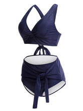 Women's Swimwear Bikini 2 Piece Plus Size Swimsuit Lace up Open Back Printing High Waisted for Big Busts Leopard Pure Color Leopard Black Blue Orange Padded V Wire Bathing Suits New Vacation Sexy