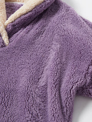 Women's Fluffy Plush Lapel Pajama Set - Warm High-Low Hem Loungewear