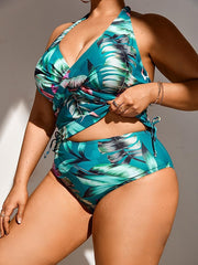 Women's Swimwear Tankini 2 Piece Plus Size Swimsuit 2 Piece Printing Floral Green Bathing Suits Sports Beach Wear Summer